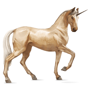 unicornio de montar akhal-teke palomino