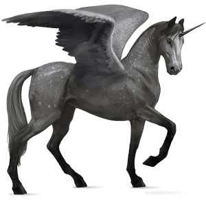 unicornio de montar alado gris tordo