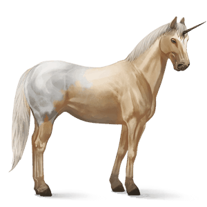 unicornio de montar cremello