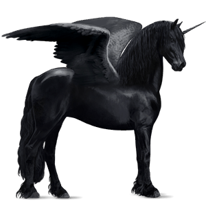 unicornio de montar alado negro