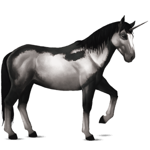 unicornio de montar pío tobiano bayo