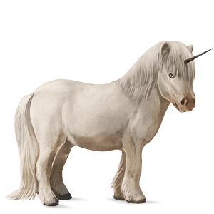 unicornio poni shetland cremello