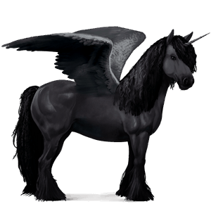 unicornio de montar alado negro