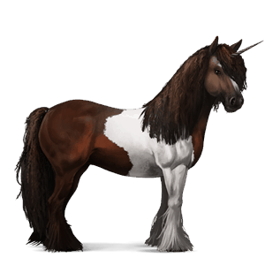 unicornio de montar gypsy vanner pío tobiano bayo