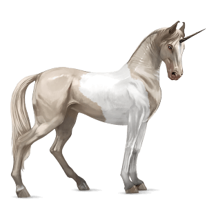 unicornio de montar pío tobiano cremello